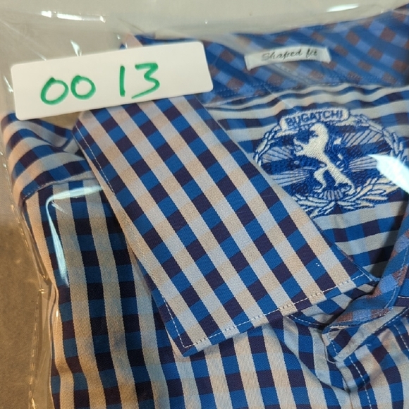 Bugatchi Blue and Brown Casual Button Down Shirt - Picture 16 of 16